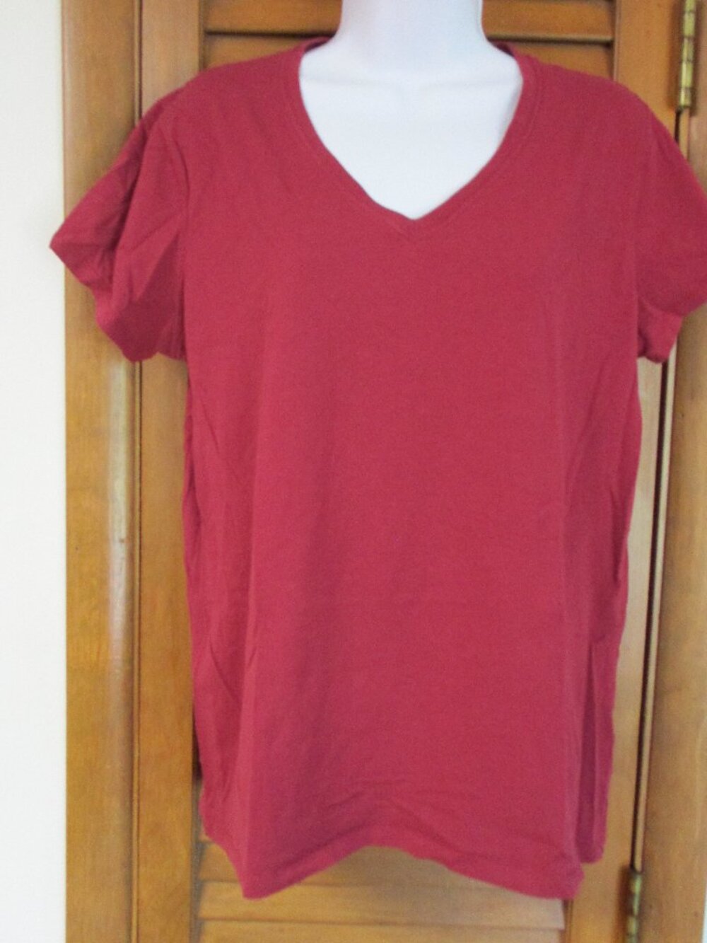Women's Blue Mountain V neck tee, large